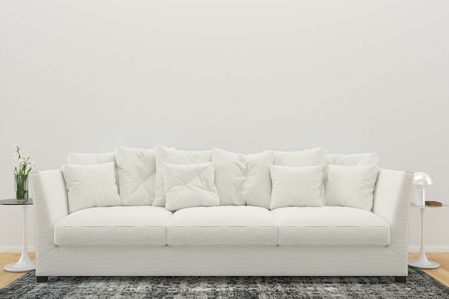 sofa on a rug