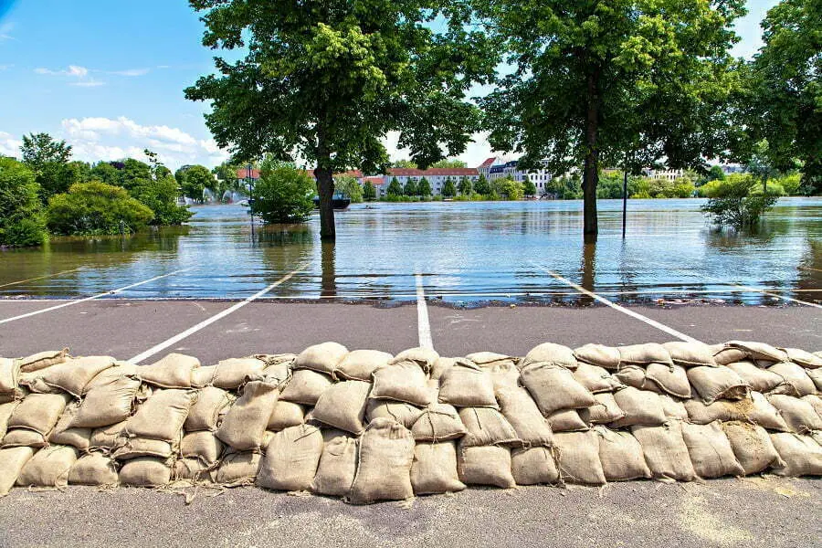 sacks of sand against flooding