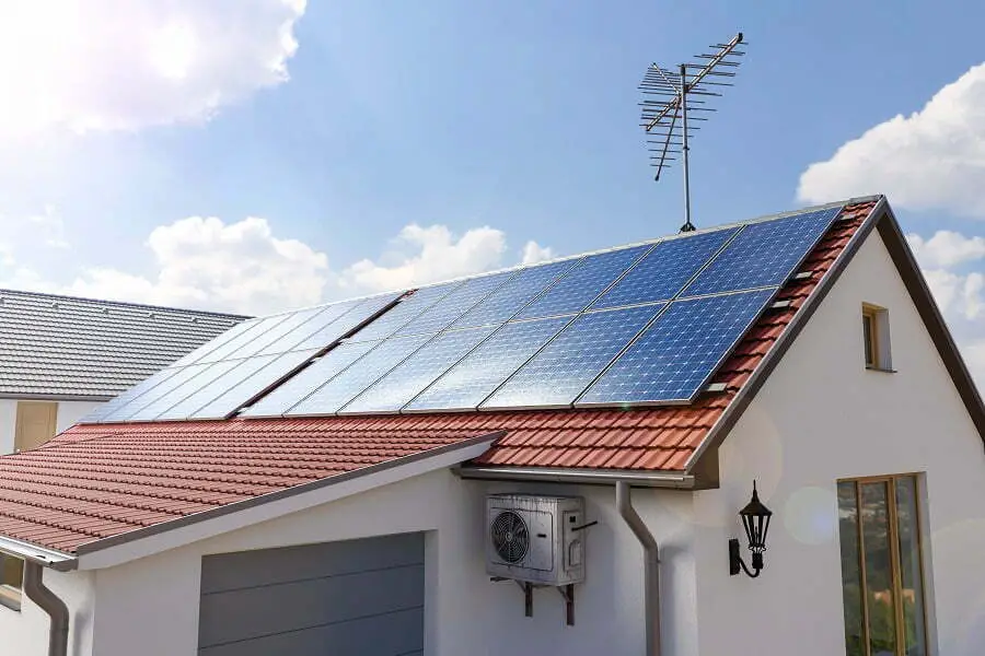 solar panels on roof