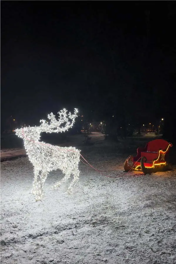 lighted santa raindeer