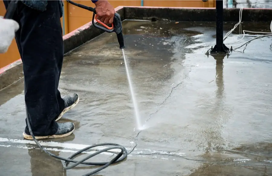 cleaning concrete floor