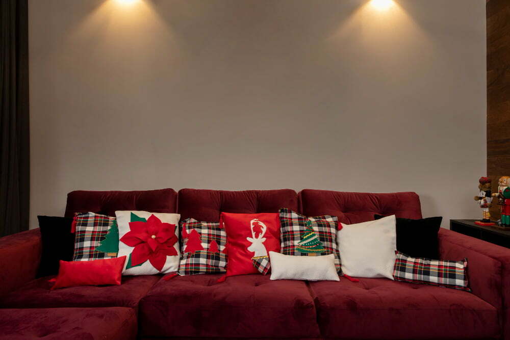 Red and black buffalo check sofa