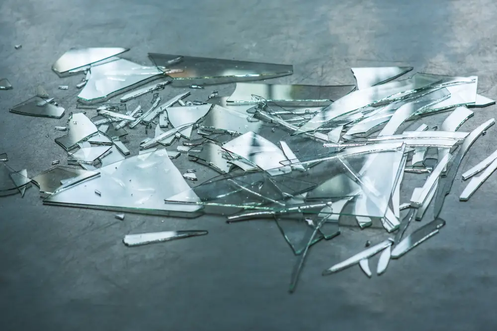 broken glass in floor