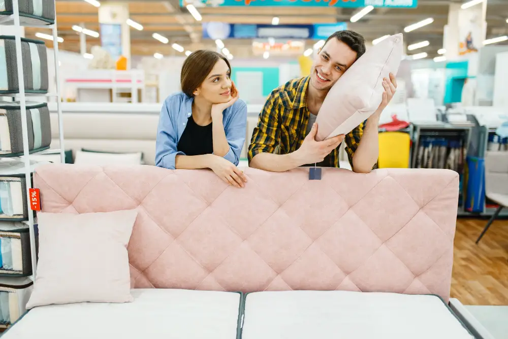 couple shopping for couch