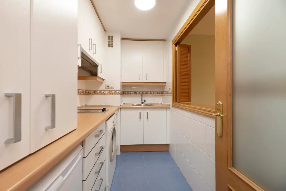 kitchen with serving hatch doors