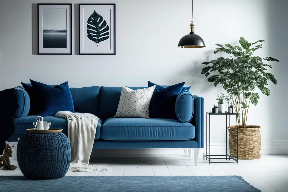 Dark Blue Couch Rug