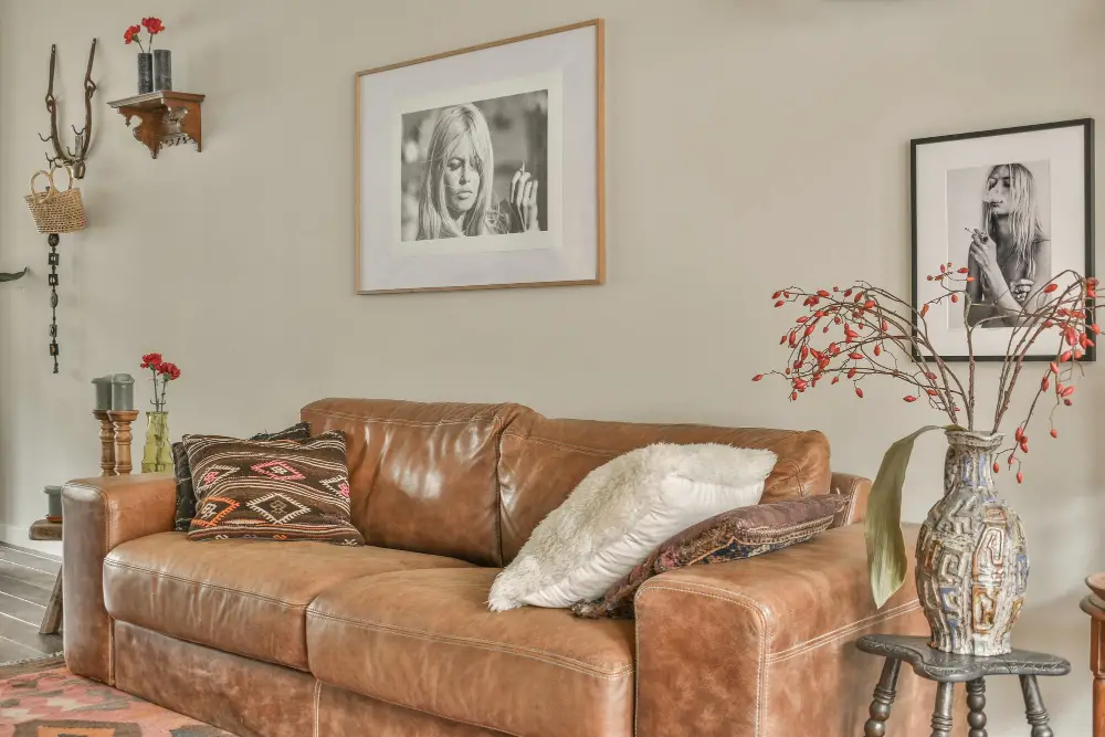 brown couch with white pillow