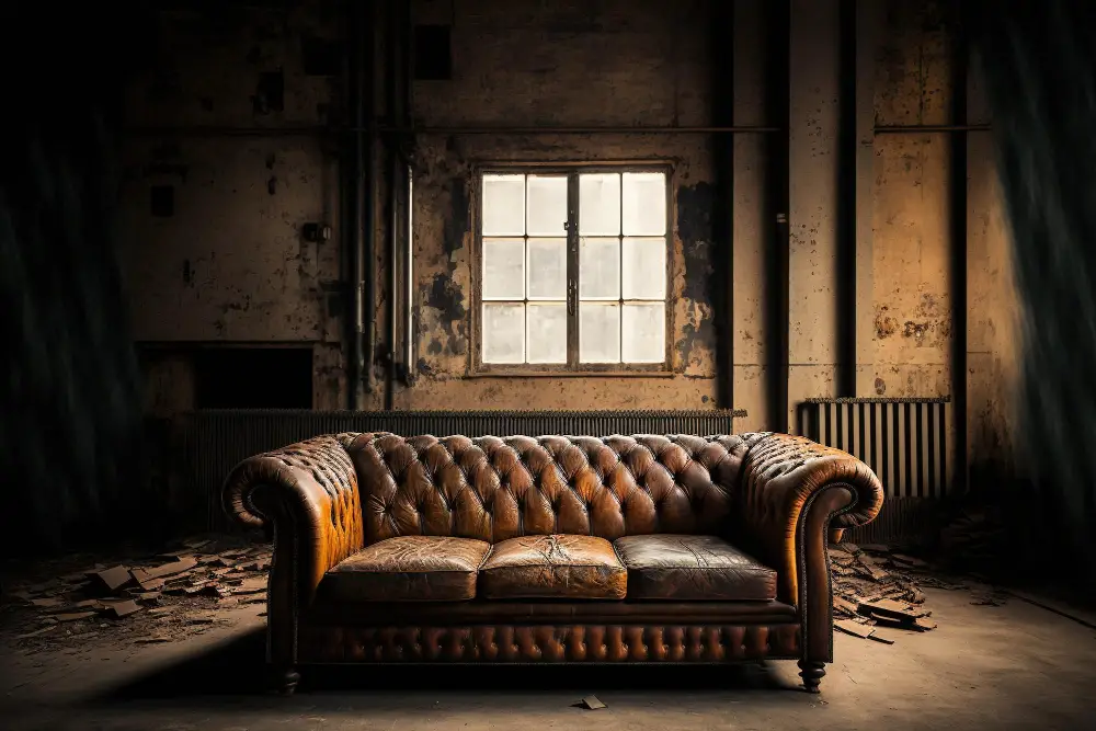 old leather couch