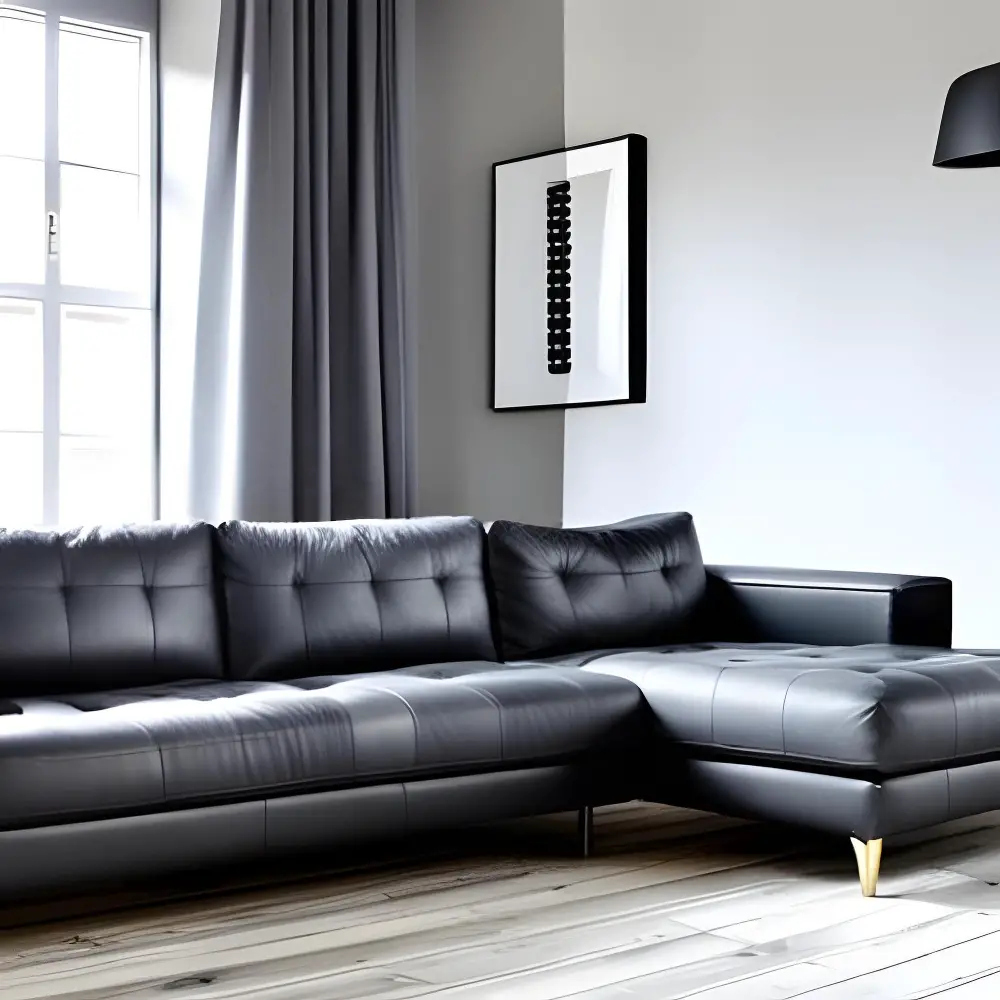 Black Leather Couch Living