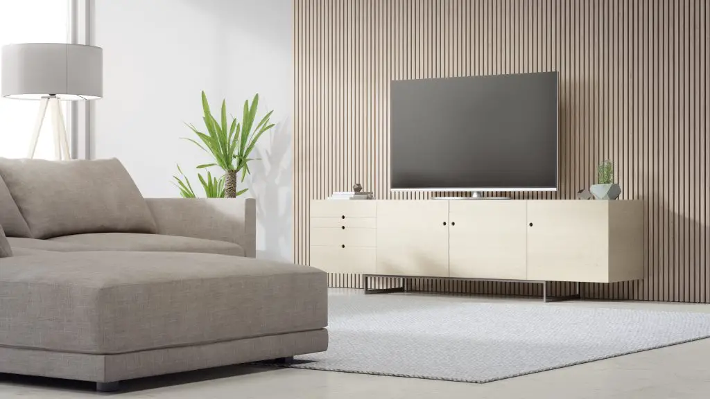 Complementing a Gray Couch With Contrasting TV Stands