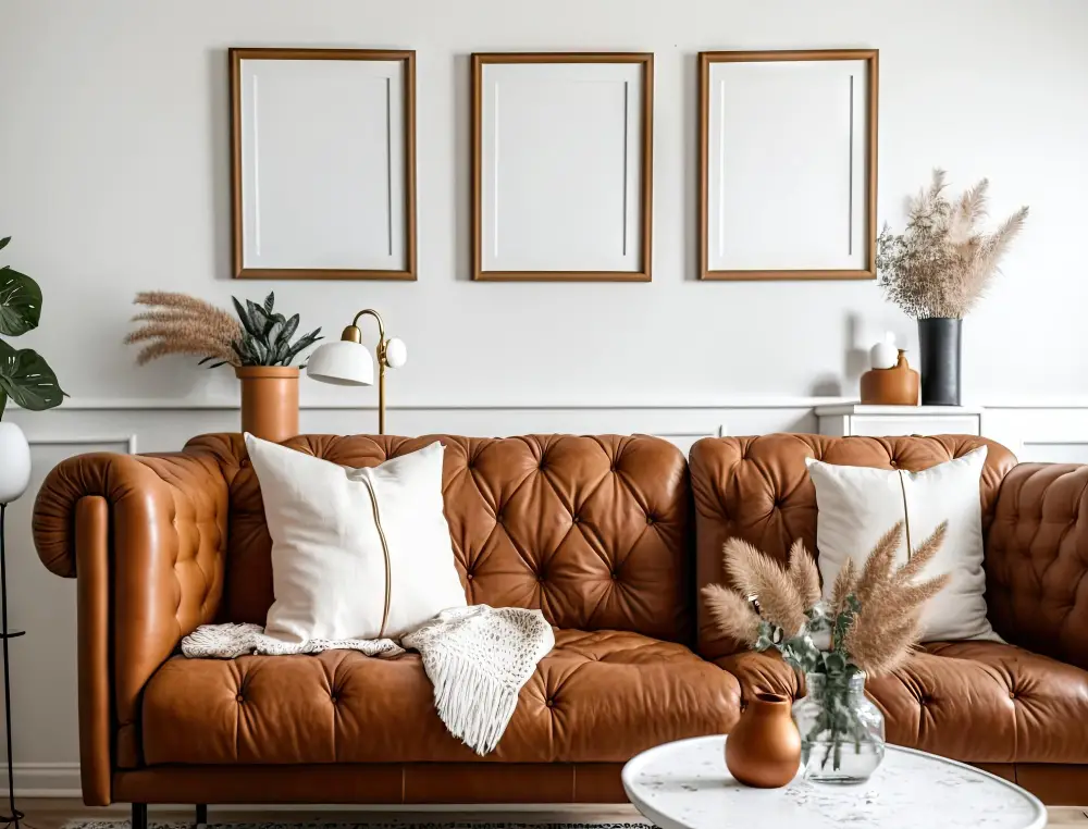 Contrast With White Brown Couch
