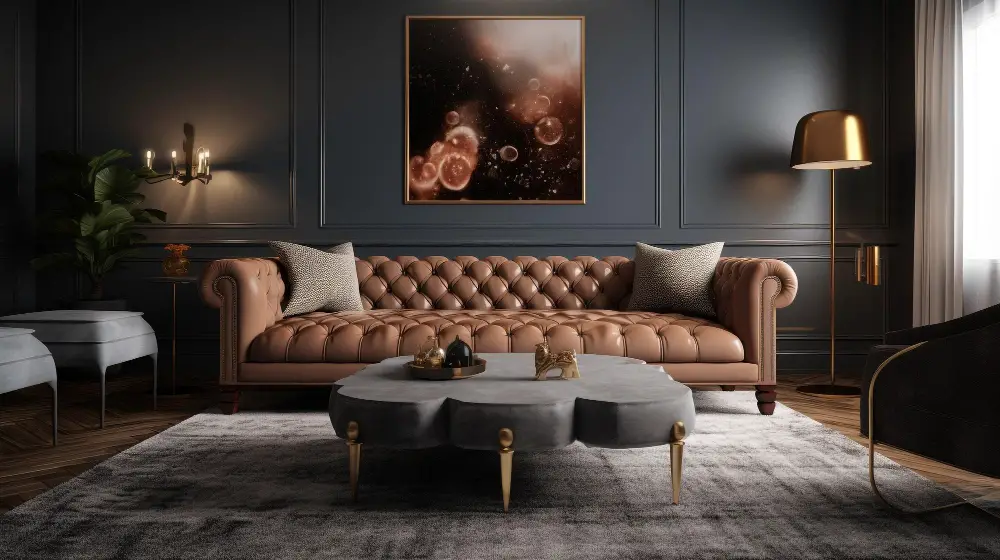 Metallic Accents Brown Couch