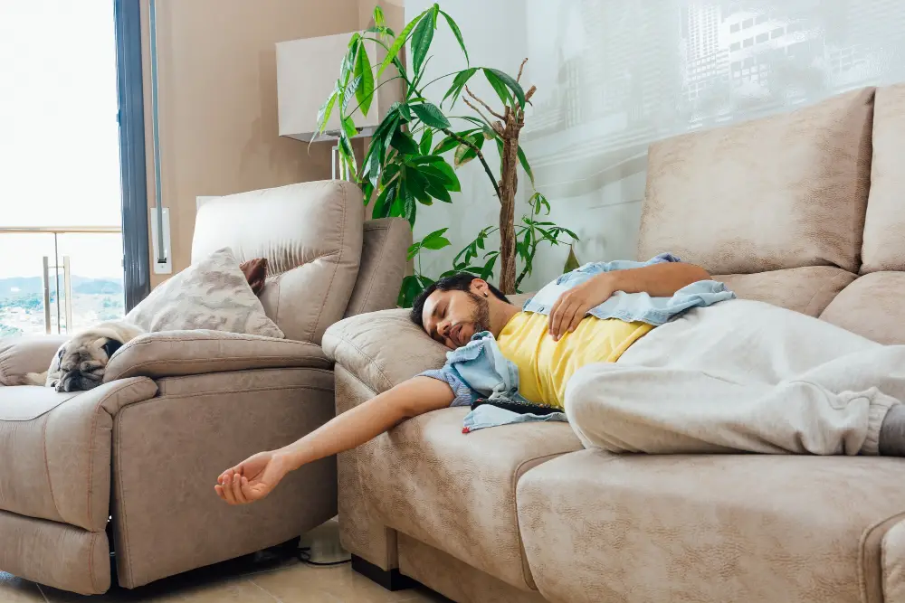 Sleeping on Leather Couch