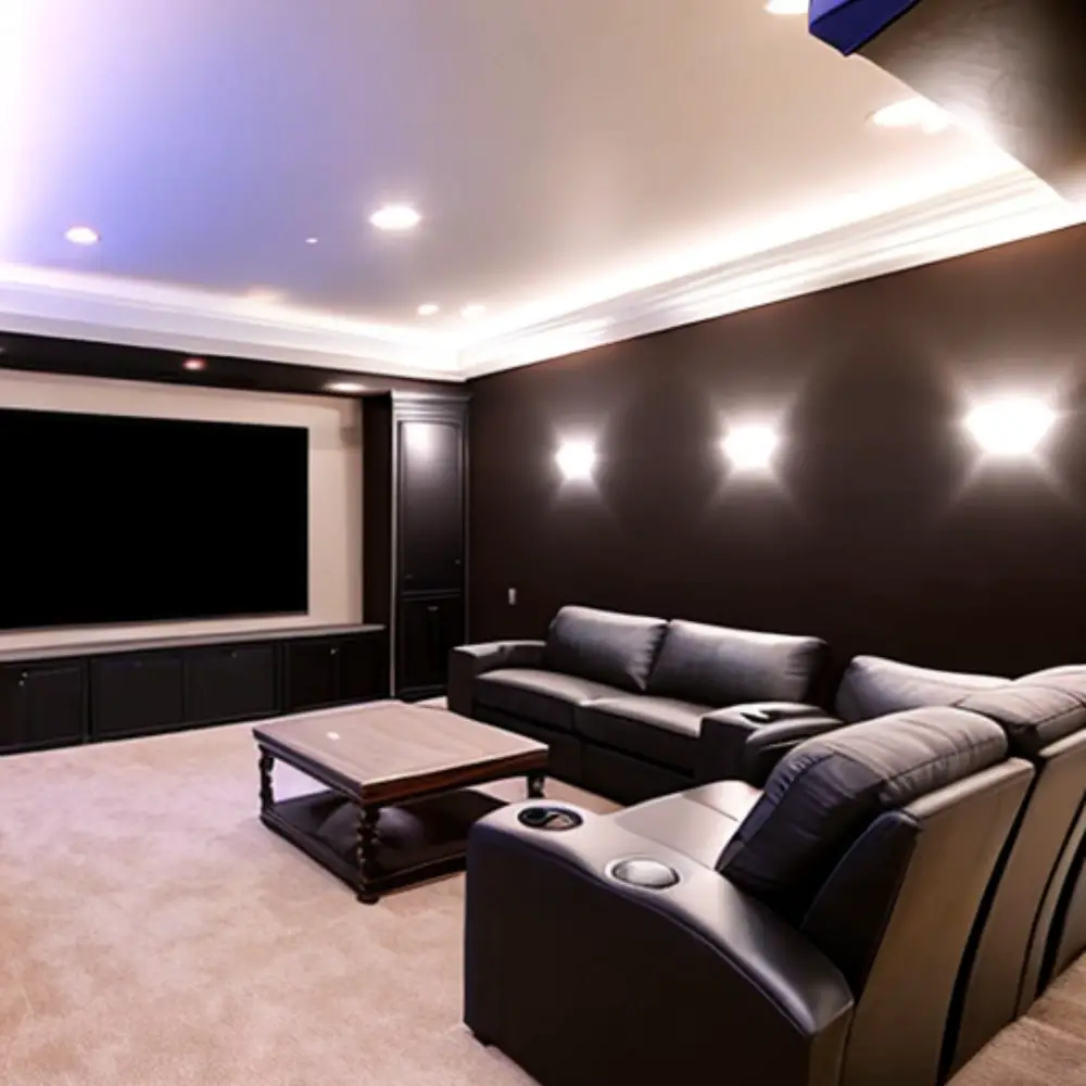 Home Theater Setup Couch and TV