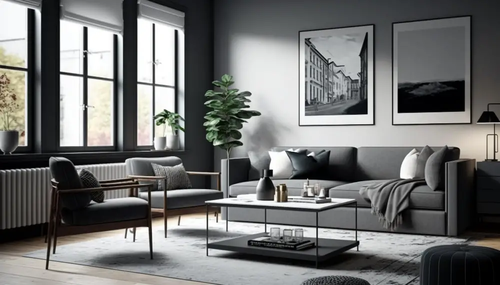 Monochromatic Style Charcoal Grey Couch