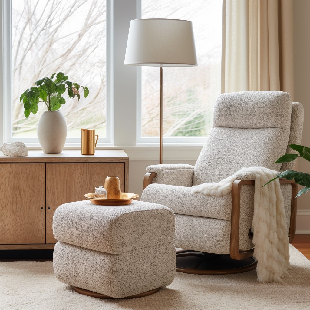 boucle recliner with matching ottoman