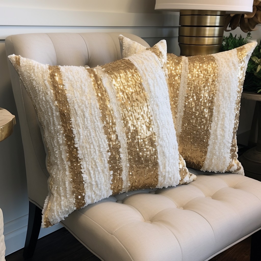luxe gold and silver boucle throw pillow