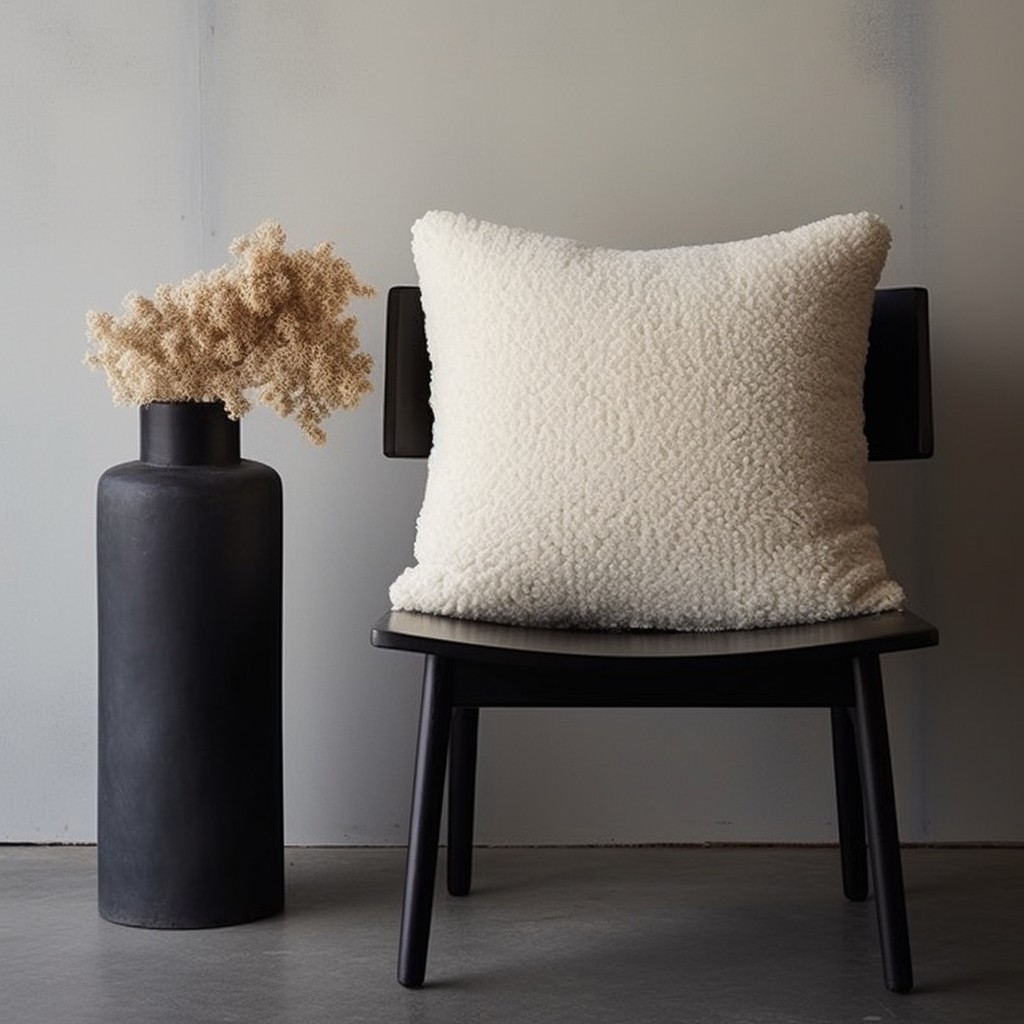 minimalist off white boucle throw pillow