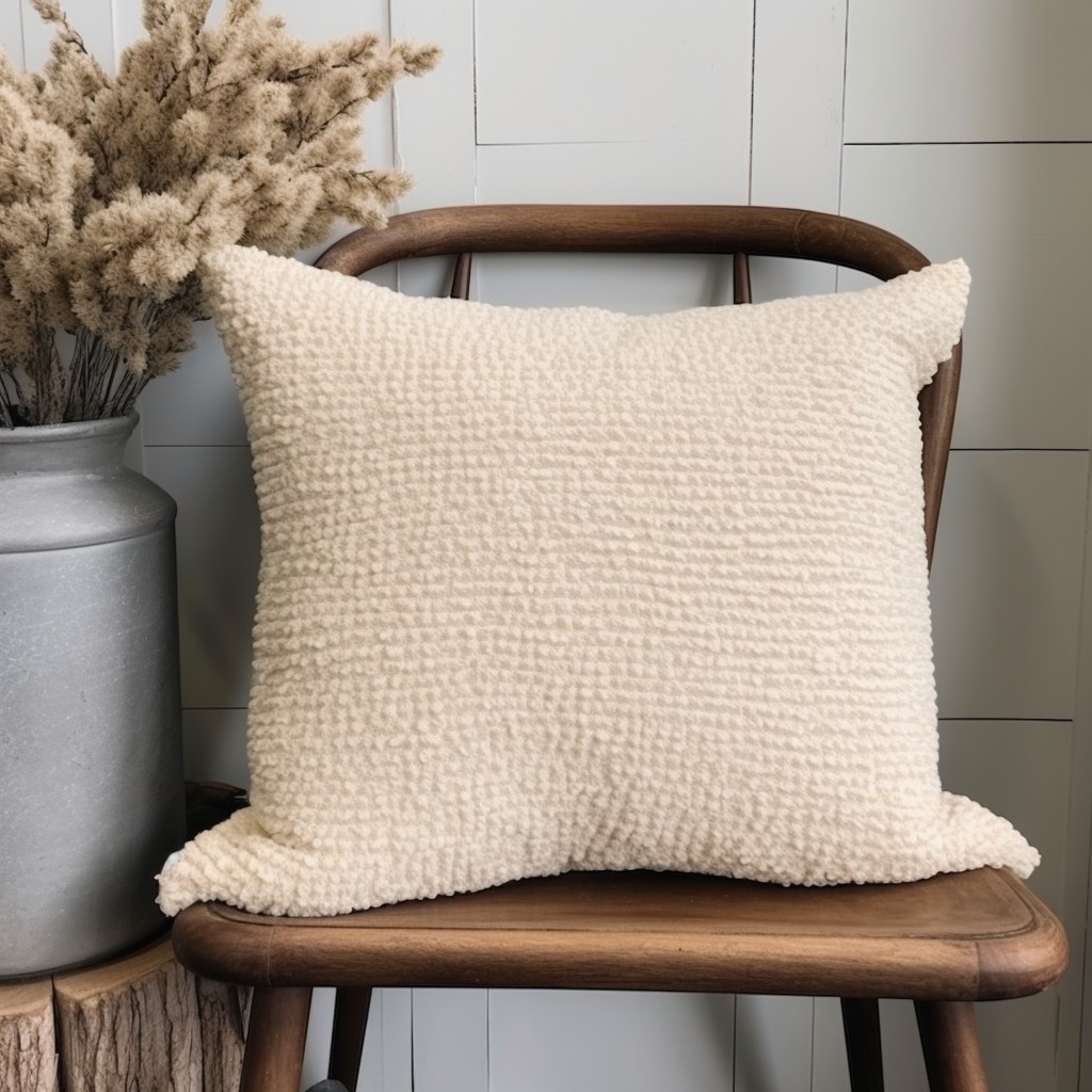 nordic style cream boucle throw pillow