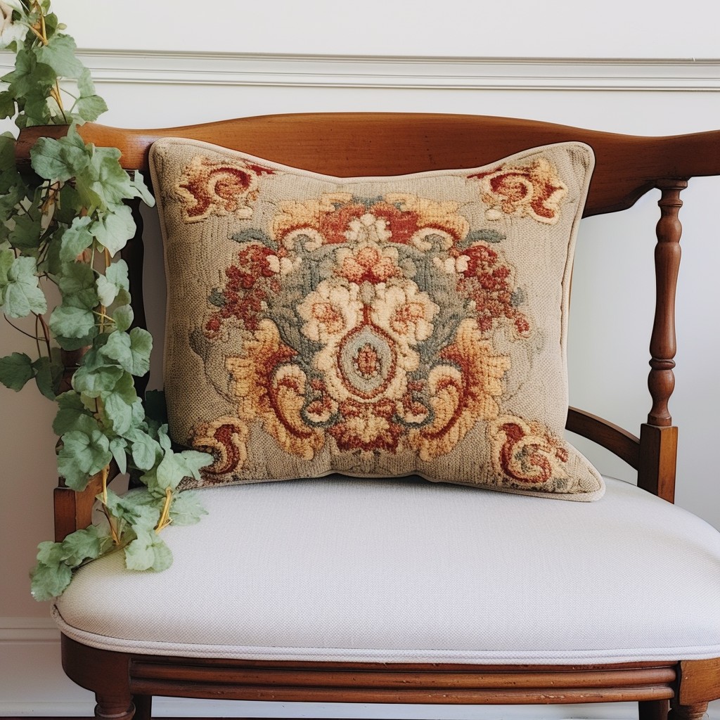 ornate vintage style boucle throw pillow