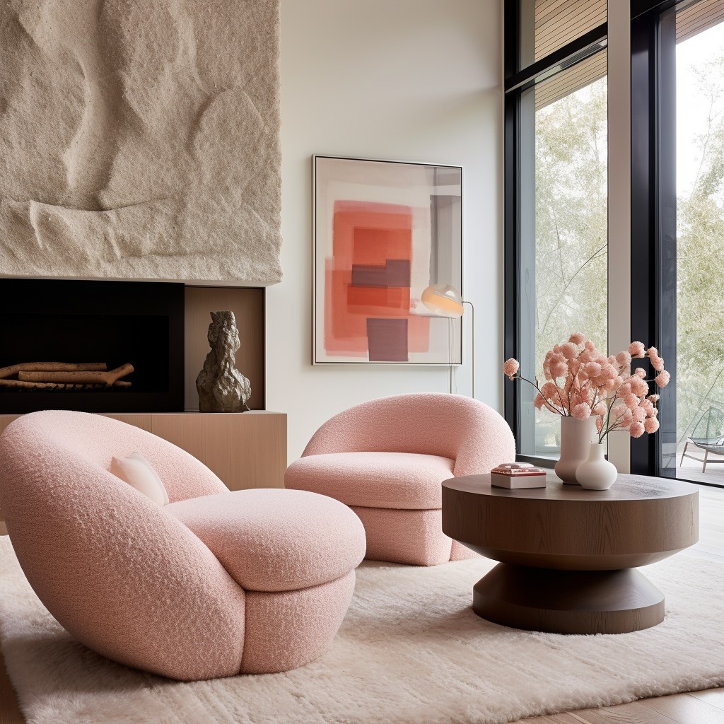 pink boucle oversized chair