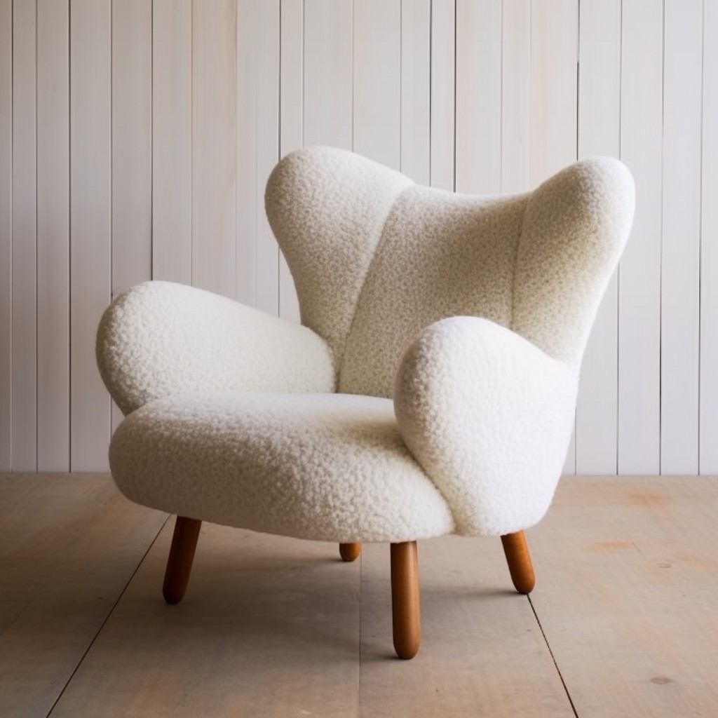 scandinavian inspired boucle chair