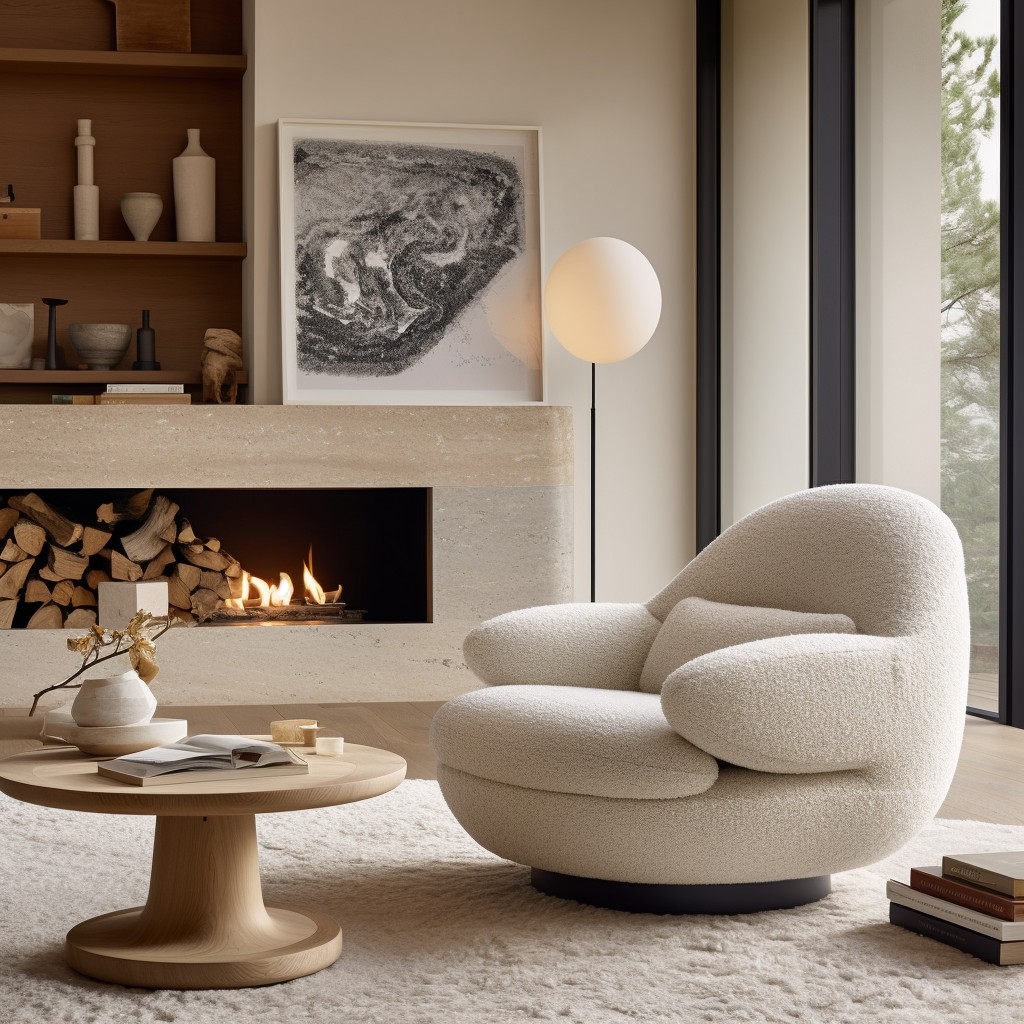 swivel boucle lounge chair