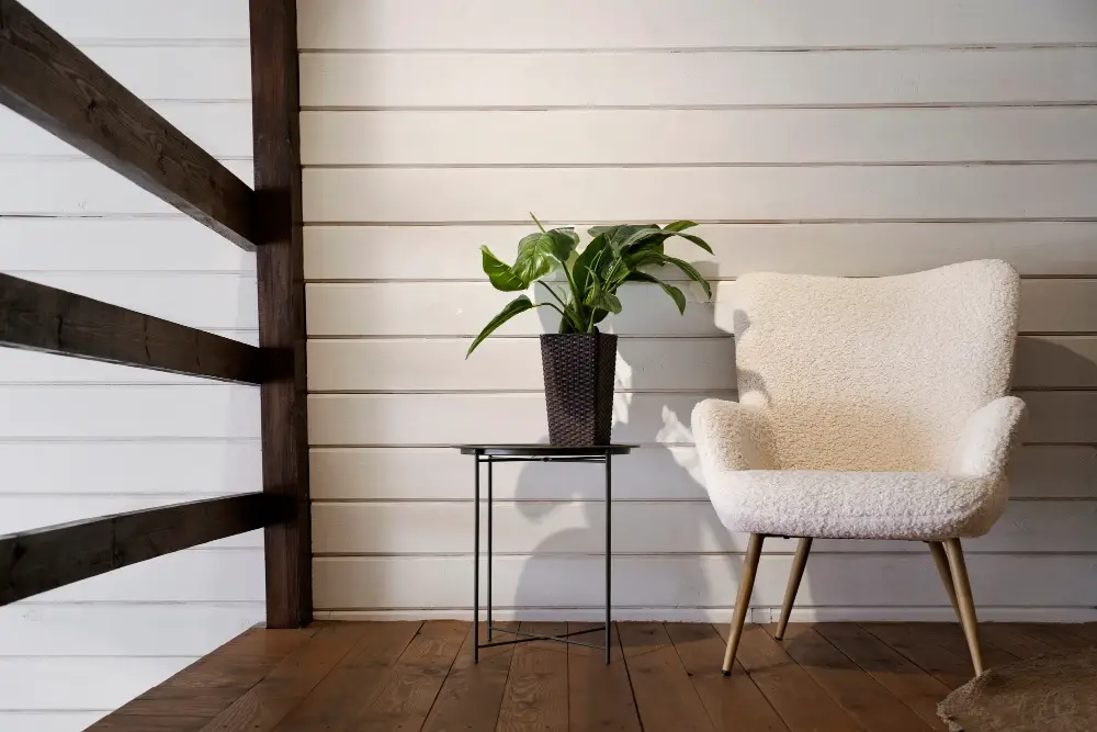 Boucle Chair With Brass Accents