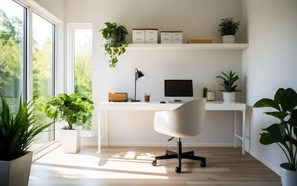 Boucle Chair in a Minimalist Home Office