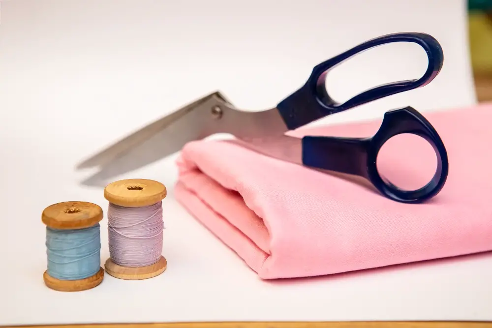 DIY Sofa Slipcovers Materials Fabric and Scissors
