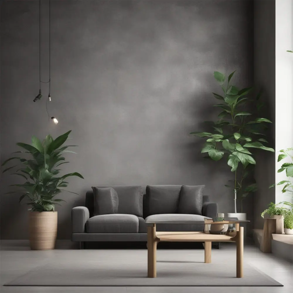 Dark Grey Couch Sofa Plants
