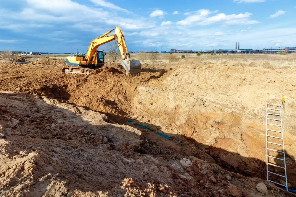 Excavation for Water and Sewer Lines Construction Site