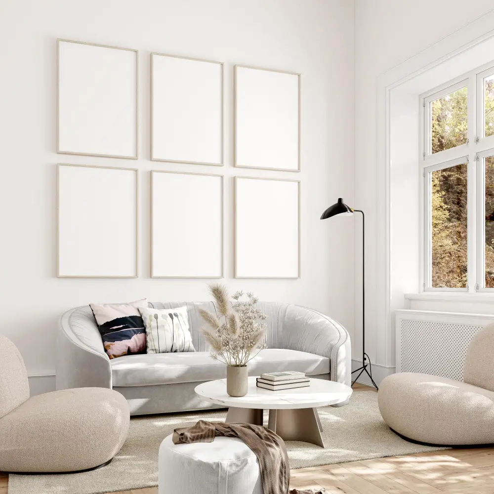 Neutral-toned Boucle Chair in a Color-themed Room Living White Couch