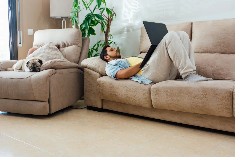 Reclining Couch Sofa with Plants