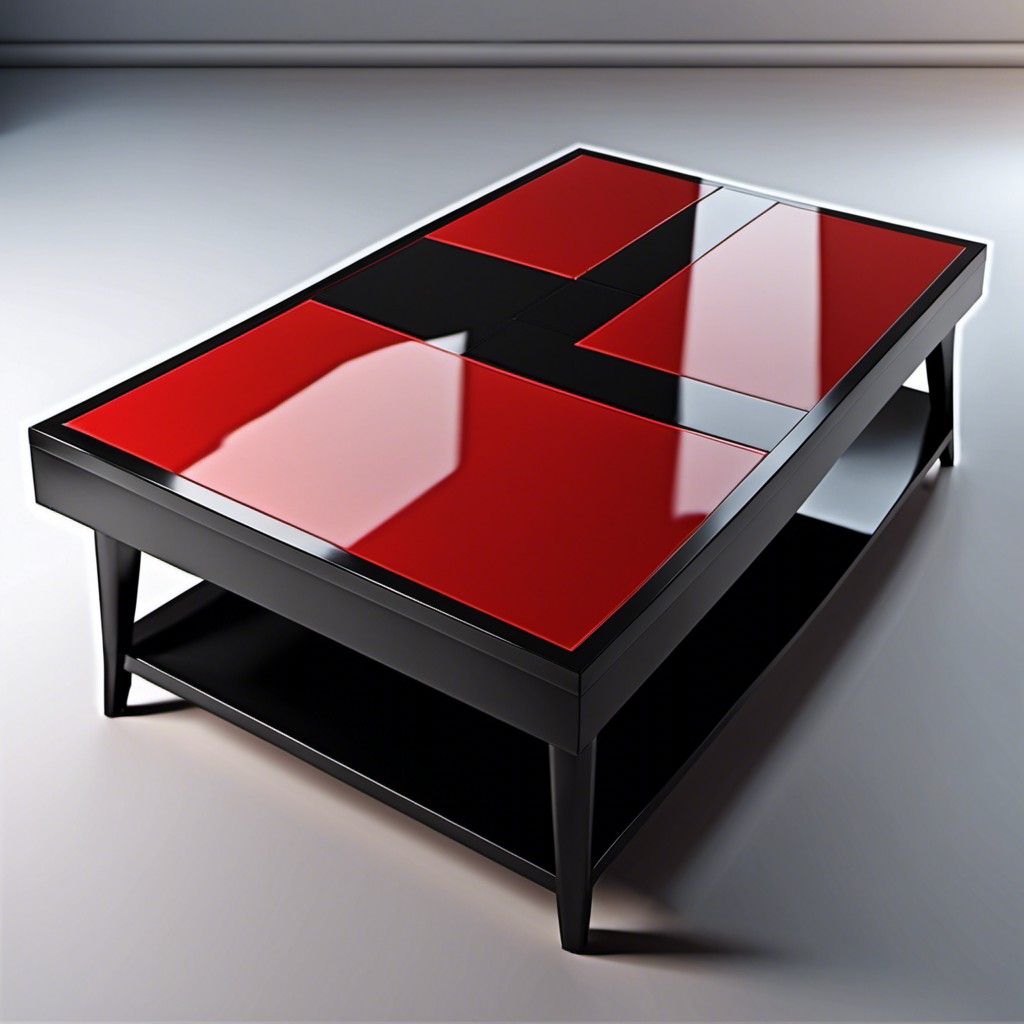 a black mainstream table with red trims
