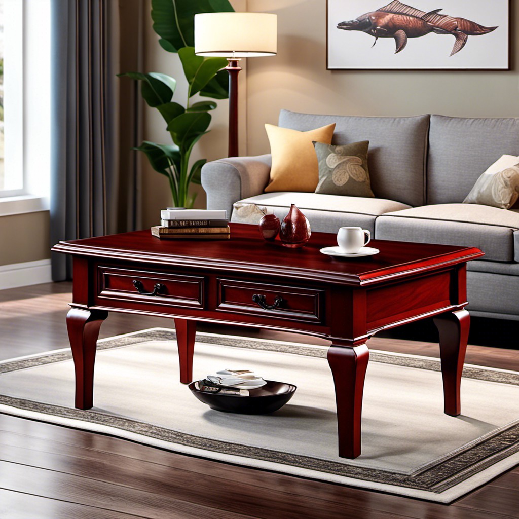 a classic red mahogany coffee table