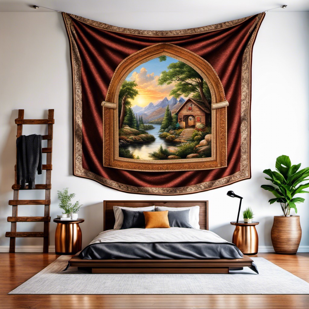 access hidden by a tapestry or wall hanging