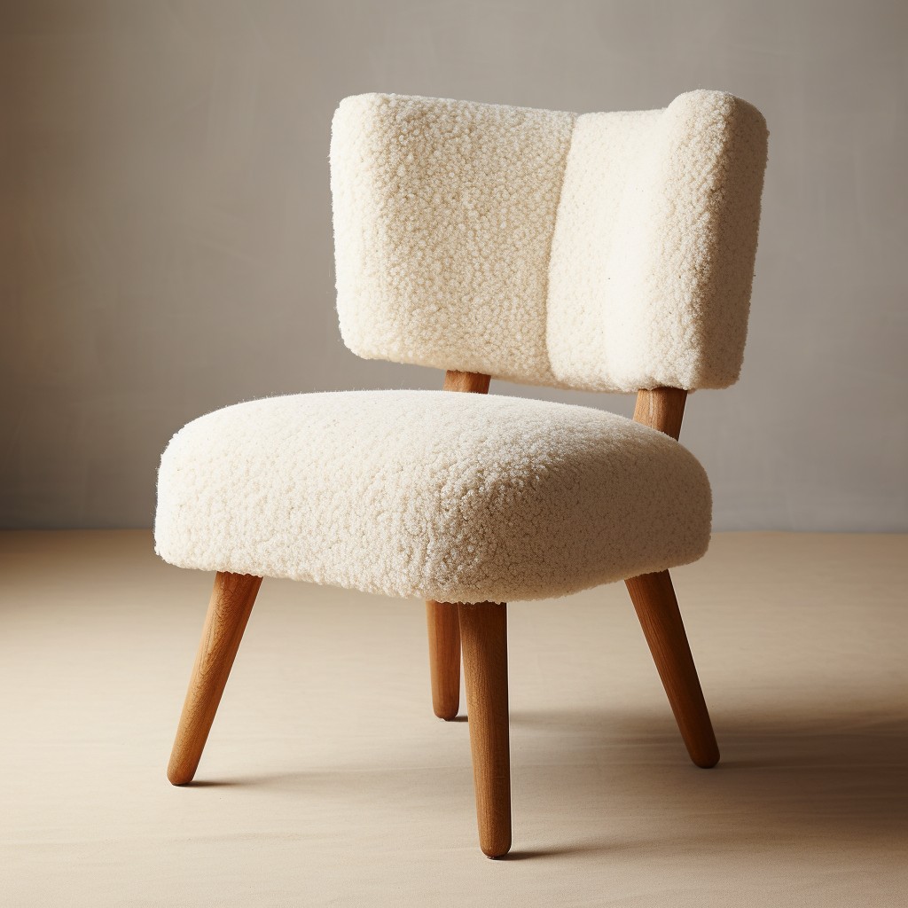 armless boucle dining chair design