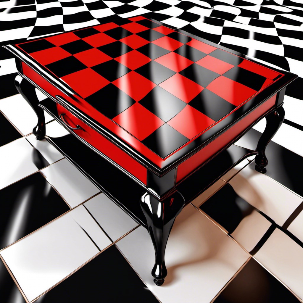 black and red checkered tabletop