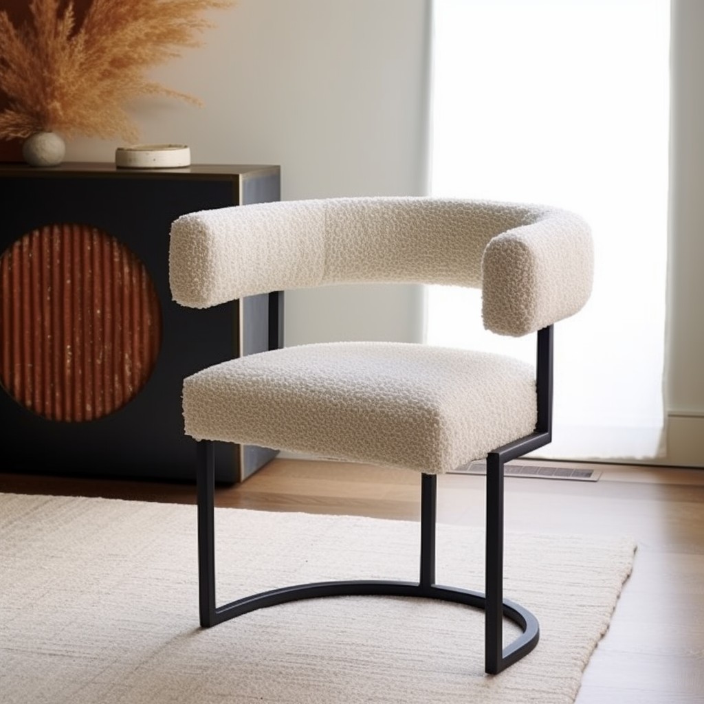 black frame boucle dining chair
