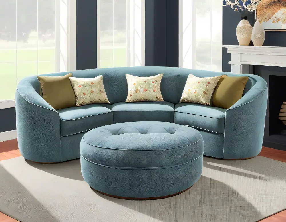 blue round sofa round ottoman