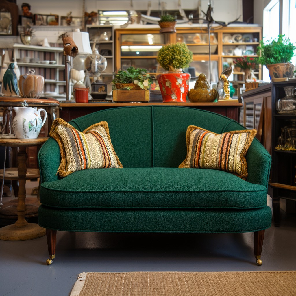 bold hunter green boucle loveseat