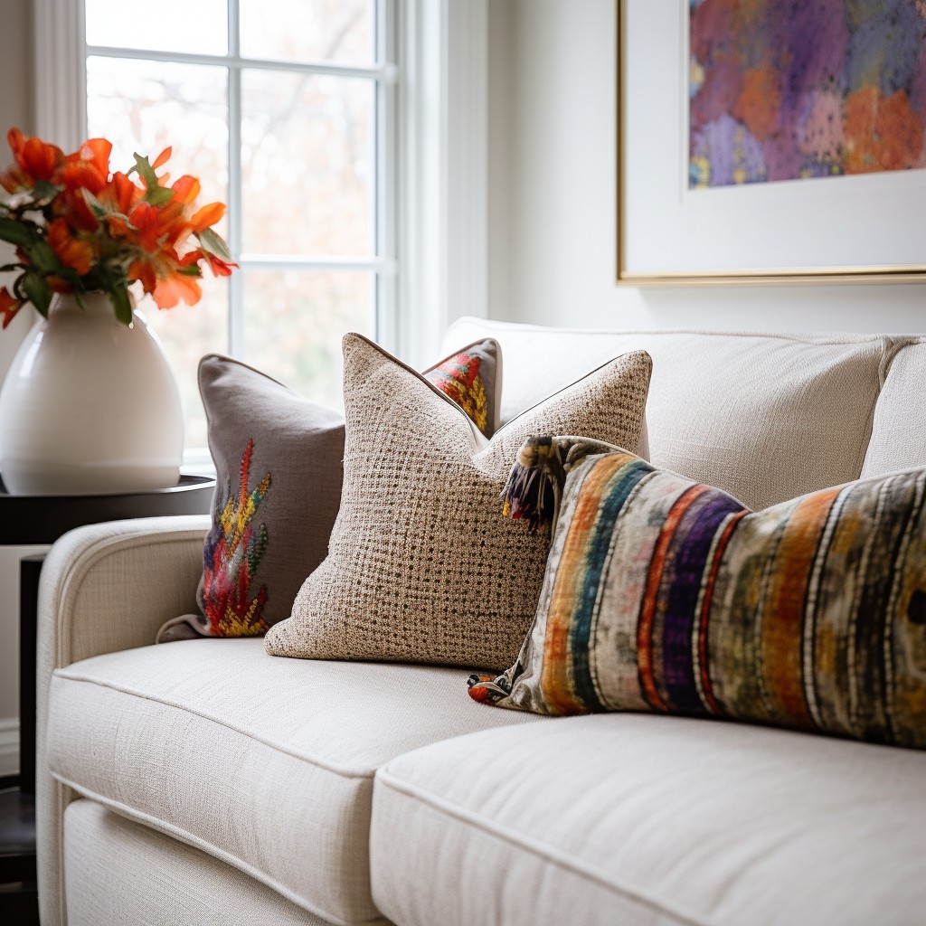 boucle accent pillows for a fabric sofa