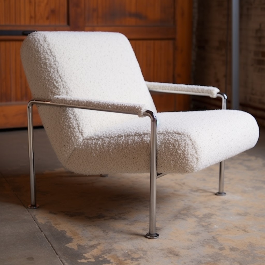 boucle chair with chrome base