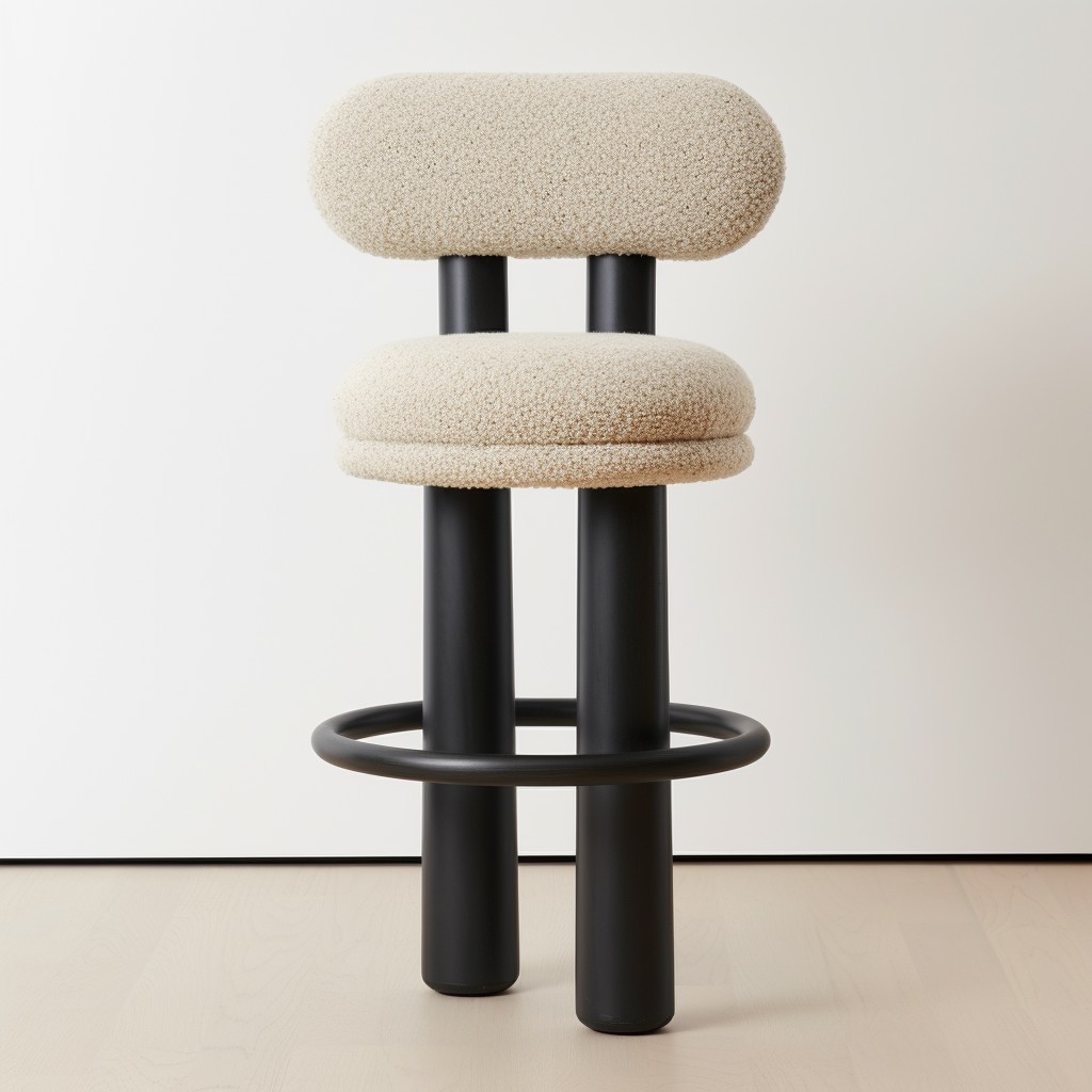 boucle counter stools with back support