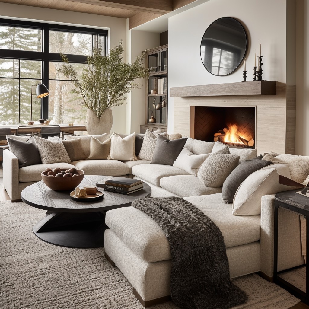 boucle sectional with metal accents