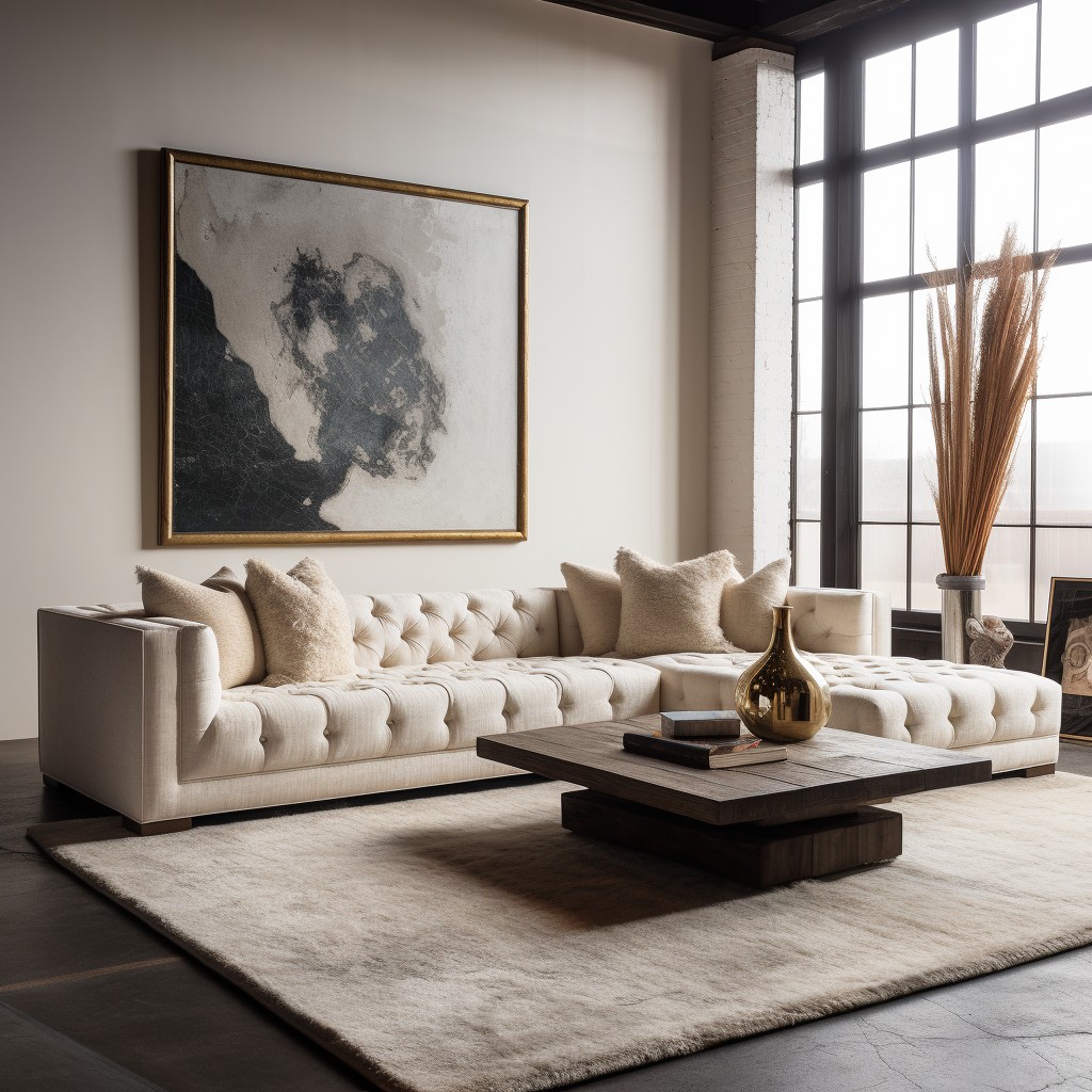 boucle sectional with tufted details