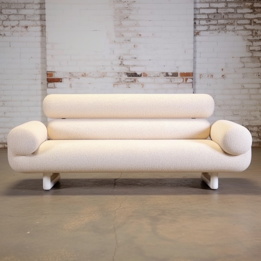 boucle sofa with adjustable headrests