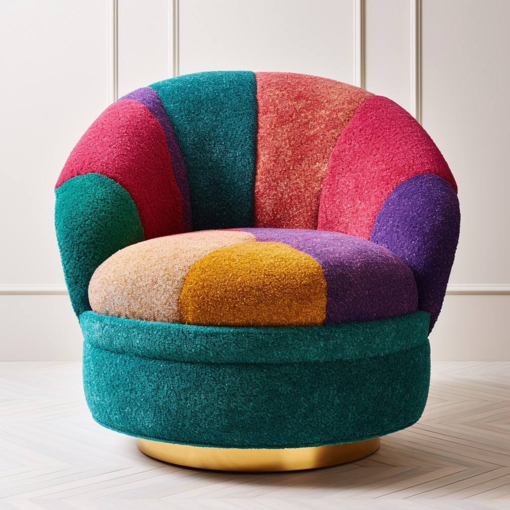 boucle swivel chair in trendy jewel tones