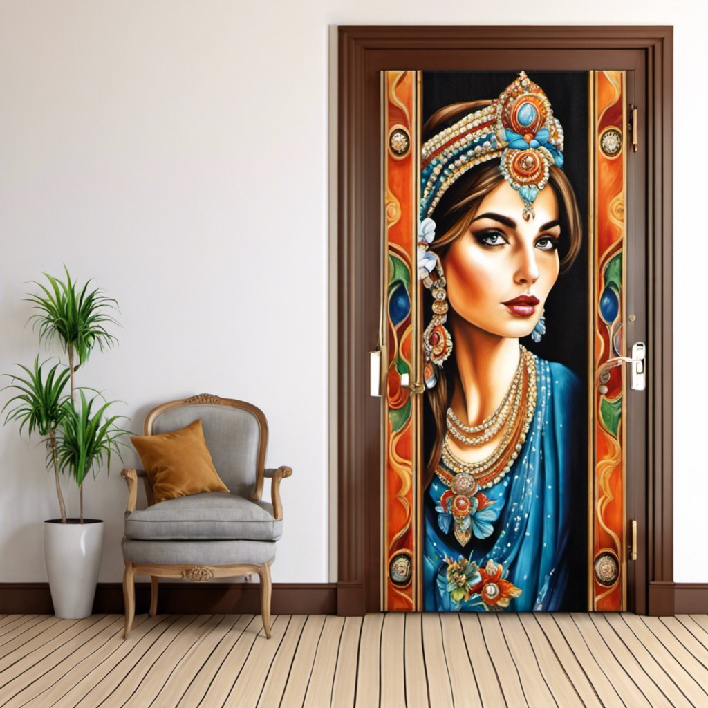 canvas fabric door with painted art